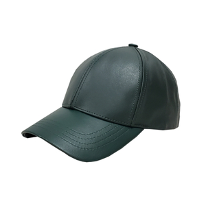 Leather Baseball Cap - Hunter Green