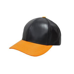 Leather Baseball Cap - Black/Yellow