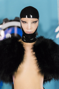Open Face Latex Hood with Chin