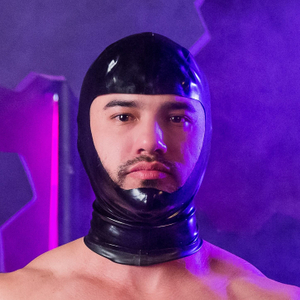 Open Face Latex Hood with Chin