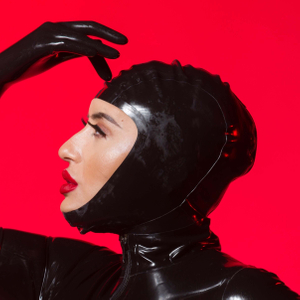Open Face Latex Hood with Chin