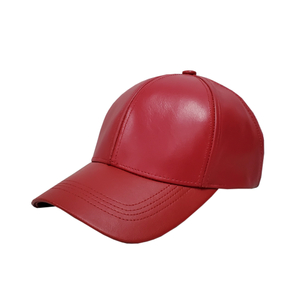 Leather Baseball Cap - Red