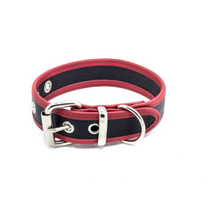1.25" Soft Leather Collar with Red Trim
