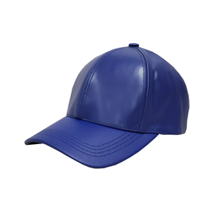Leather Baseball Cap - Royal Blue
